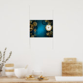 Steampunターコイズの背景(ギア) ポスター (キッチン)