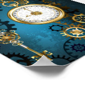 Steampunターコイズの背景(ギア) ポスター (角)