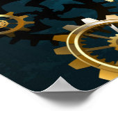 Steampunターコイズの背景(ギア) ポスター (角)