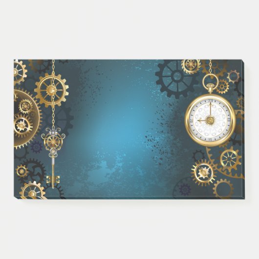 Steampunターコイズの背景(ギア) ポストイット (正面)