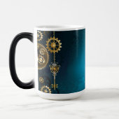 Steampunターコイズの背景(ギア) モーフィングマグカップ (左)