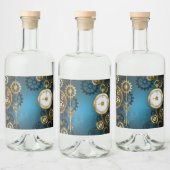 Steampunターコイズの背景(ギア) リキュールボトルラベル (ボトル)