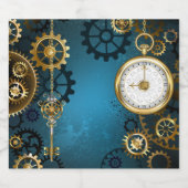 Steampunターコイズの背景(ギア) リキュールボトルラベル (シングルラベル)