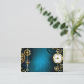 Steampunターコイズの背景(ギア) ロイヤリティカード (スタンド正面)