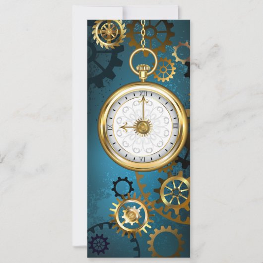Steampunターコイズの背景(ギア) 案内状 (正面)