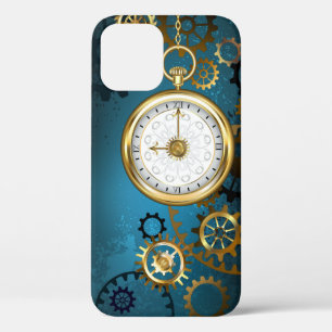 Steampunターコイズの背景(ギア) iPhone 12ケース