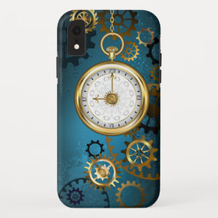 Steampunターコイズの背景(ギア) iPhone XRケース