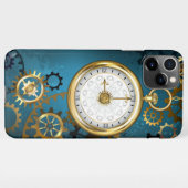 Steampunターコイズの背景(ギア) iPhoneケース (裏面横)