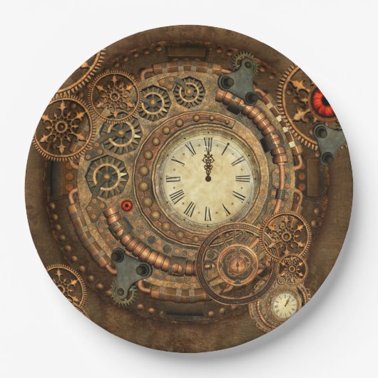 Steampunkのすばらしい時計仕掛け ペーパープレート (正面)