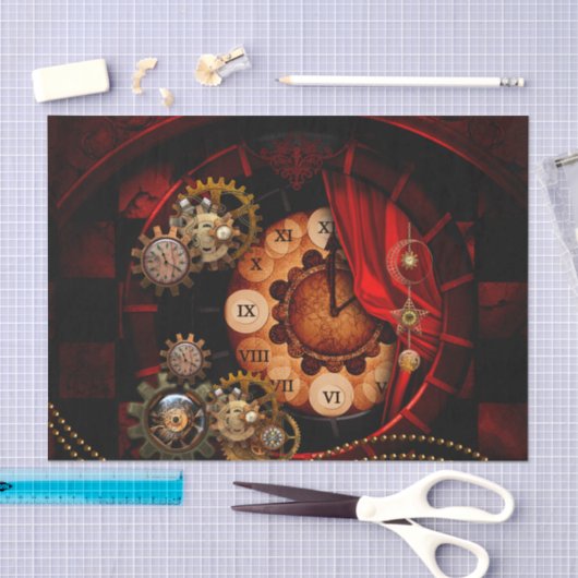 Steampunkのすばらしい時計仕掛け 薄葉紙 (クラフト)