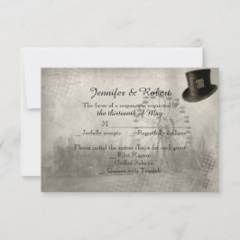 Steampunkのカーニバルのシルクハットの結婚式の応答カード 出欠カード