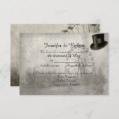 Steampunkのカーニバルのシルクハットの結婚式の応答カード 出欠カード (正面/裏面)