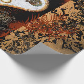 Steampunkのギアおよび時計との美しいハート ラッピングペーパー (角)