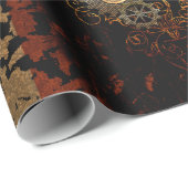 Steampunkのギアおよび時計との美しいハート ラッピングペーパー (ロールコーナー)