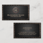 Steampunkのギアのモノグラムの暗い金属のヴィンテージ 名刺 (正面/裏面)