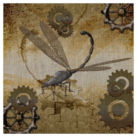 Steampunkのギアを持つ素晴らしいトンボ ファブリック (見本)
