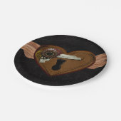 Steampunkのグランジなハート ペーパープレート (アングル)