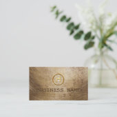 Steampunkのグランジな金ゴールドのモノグラムの名刺 名刺 (スタンド正面)