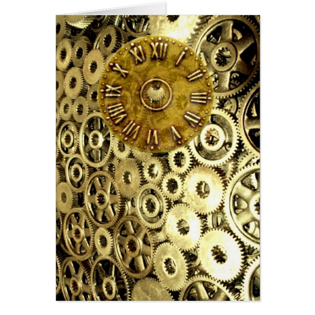 Steampunkのコグのギアの真鍮の時計の金属板 (正面)