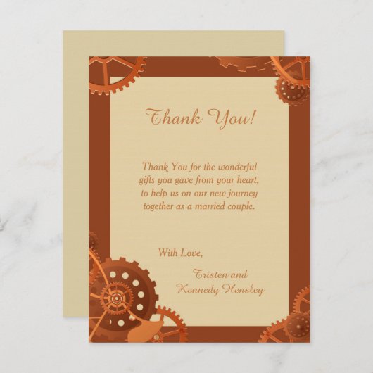 Steampunkのコグのギア4x5の結婚式のサンキューカード サンキューカード (正面/裏面)