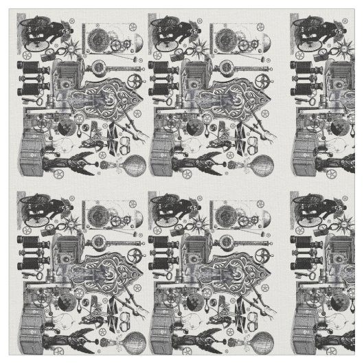 Steampunkのコラージュ#3 -ノベルティの生地 ファブリック (クローズアップ)