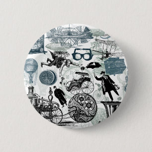 SteampunkのコラージュColorized 缶バッジ