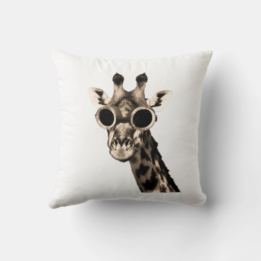 Steampunkのサングラスのゴーグルを持つキリン クッション (裏面)