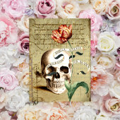 Steampunkのスカルの花の書くハロウィンのメッセージカード カード