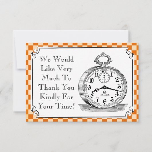 Steampunkのチェッカーボードの結婚式のサンキューカード サンキューカード (正面)