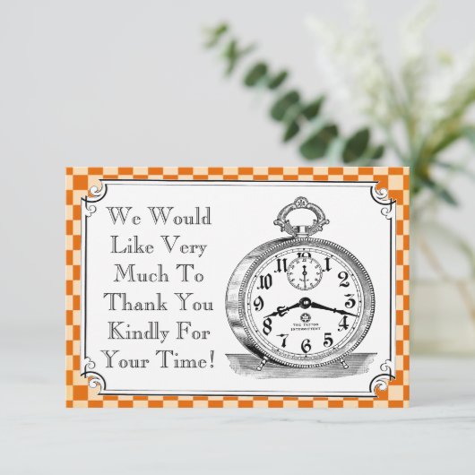 Steampunkのチェッカーボードの結婚式のサンキューカード サンキューカード (スタンド正面)