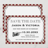 Steampunkのチェッカーボードの結婚式の保存日付カード セーブザデート (正面/裏面)