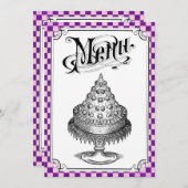 Steampunkのチェッカーボードの結婚式メニューカード メニュー (正面/裏面)