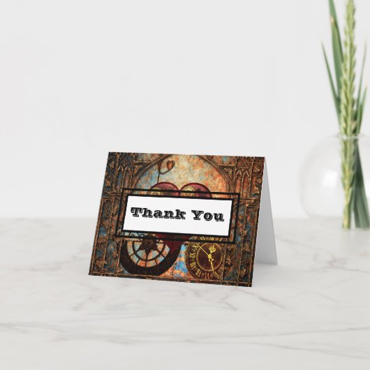 Steampunkのハートおよびギアはノート感謝していしています サンキューカード (正面)