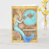 Steampunkのハートの挨拶状 カード (黄色い花)