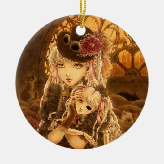 Steampunkのファンタジーのオーナメント セラミックオーナメント (正面)