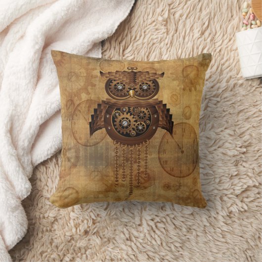 Steampunkのフクロウのヴィンテージのスタイルの枕 クッション (ブランケット)