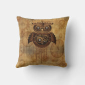 Steampunkのフクロウのヴィンテージのスタイルの枕 クッション (裏面)
