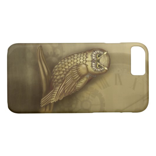 SteampunkのフクロウのiPhone 7の場合 Case-Mate iPhoneケース (裏面(横))