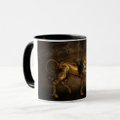 Steampunkのユニコーンのダマスク織のマグ マグカップ (正面左)