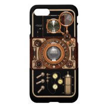 Steampunkのレトロのスタイリッシュで黒いヴィンテージのカメラ