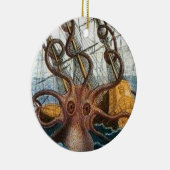 Steampunkのヴィンテージのビクトリアンで巨大なKrakenのタコ セラミックオーナメント (右)