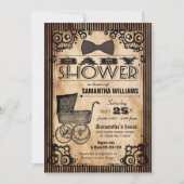 Steampunkのヴィンテージの一見の女の子のベビーシャワー 招待状 (正面)