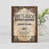 Steampunkのヴィンテージの一見の誕生日の催し 招待状 (スタンド正面)