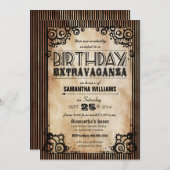 Steampunkのヴィンテージの一見の誕生日の催し 招待状 (正面/裏面)
