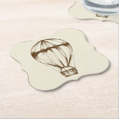 Steampunkのヴィンテージの熱気の気球 ペーパーコースター (アングル)