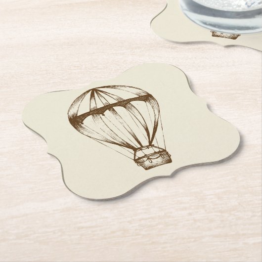 Steampunkのヴィンテージの熱気の気球 ペーパーコースター (アングル)