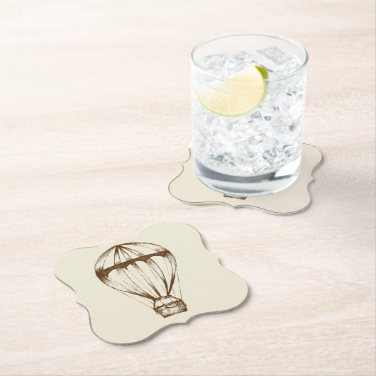 Steampunkのヴィンテージの熱気の気球 ペーパーコースター (インサイチュ)