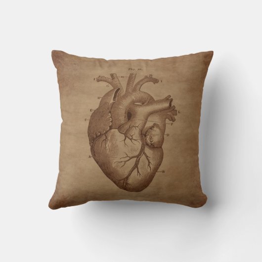 Steampunkのヴィンテージの解剖にハートの刻むこと クッション (裏面)