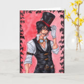 Steampunkの吸血鬼のブランクの挨拶状 カード (黄色い花)