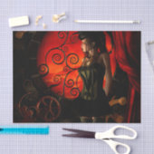 Steampunkの夜のすばらしいsteampunkの女性 薄葉紙 (クラフト)